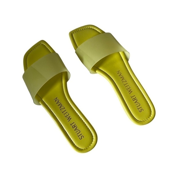 NEW STUART WEITZMAN Flat Summer Slide Sandals in Lime Green Size 7.5 - Picture 6 of 7